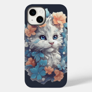 Söt vit blomsterkatt