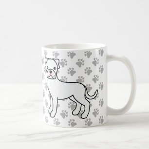 Söt Vit Boxer Tecknad Hund Kaffemugg