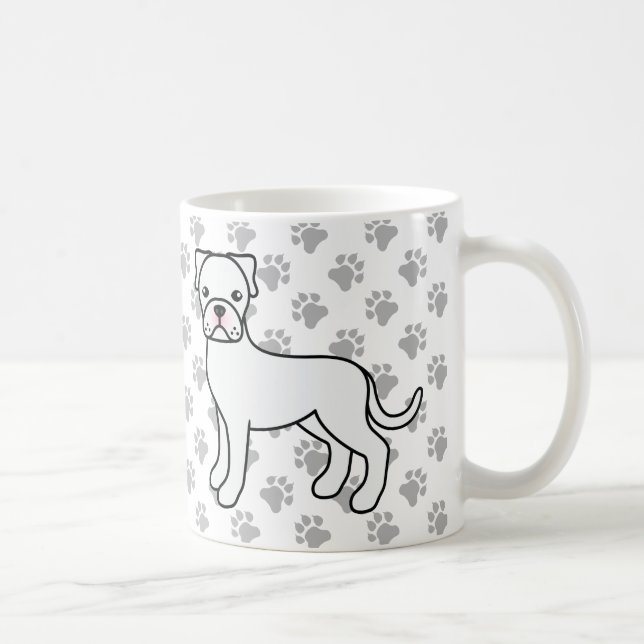 Söt Vit Boxer Tecknad Hund Kaffemugg (Höger)