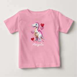 Söt vit dinosaurie för Alla hjärtans dag T Shirt