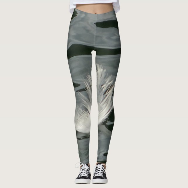 Söt vit fjäder leggings (Framsida)