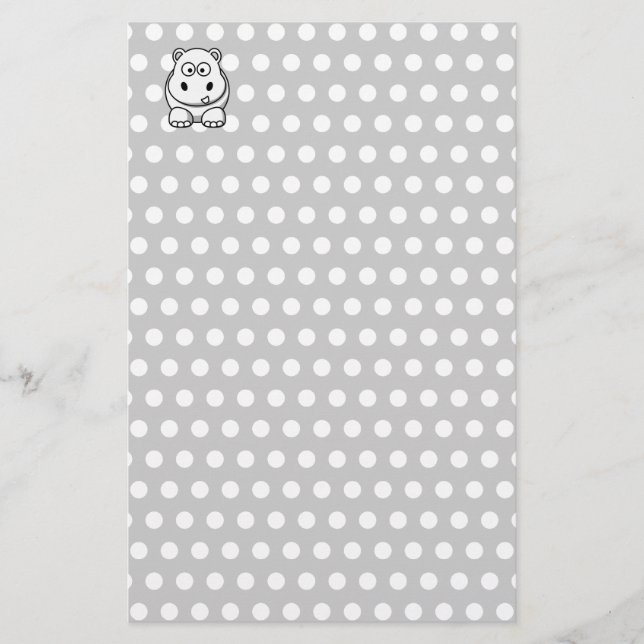 Söt Vit Flodhäst Brevpapper (Framsida)