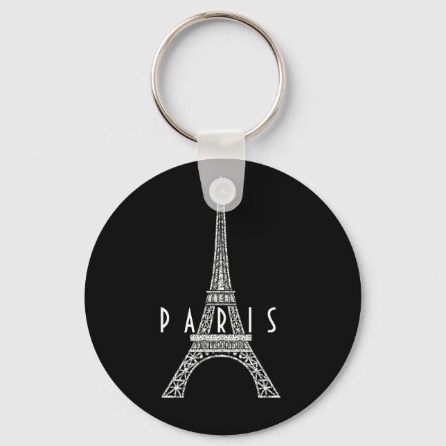 Söt vit Frankrike Paris Eiffeltorn Nyckelring (Framsida)