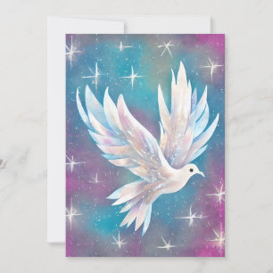 Söt vit fredsduva Glitter Julkort