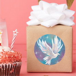 Söt vit fredsduva Glitter Runt Klistermärke