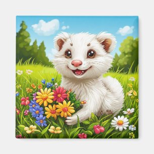 Söt vit frittecknad kylmagnet magnet