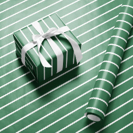 Söt, vit helgdag med enkel grönt i linjer presentpapper