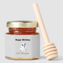 Söt vit isbjörn på grå födelsedag