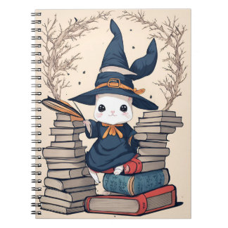 Söt vit kanin bokar anteckningsbok