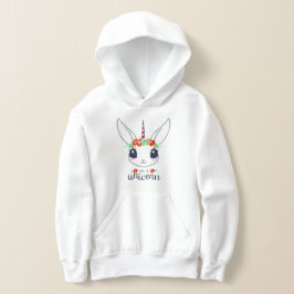 Söt Vit Kanin Enhörning 🦄Bedårande Hoodie T Shirt