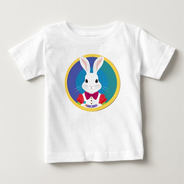 Söt Vit Kanin T Shirt (Framsida)
