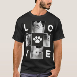 Söt vit katt KÄRLEK T-Shirt med Paw Print T-Shirt