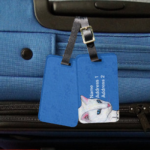 Söt vit katt Ljust ljusblå ögon Bagagebricka