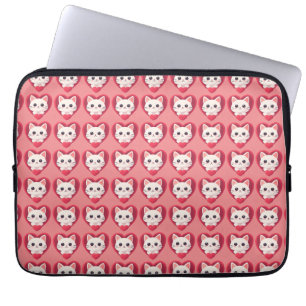 Söt vit katt med hjärta Kawaii Kitty Kärleksdesign Laptop Fodral