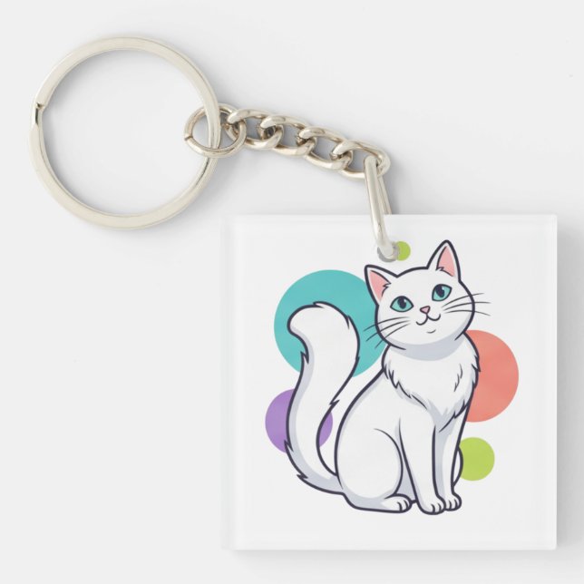 Söt vit katt sittande grafisk t-shirt (Framsidan)