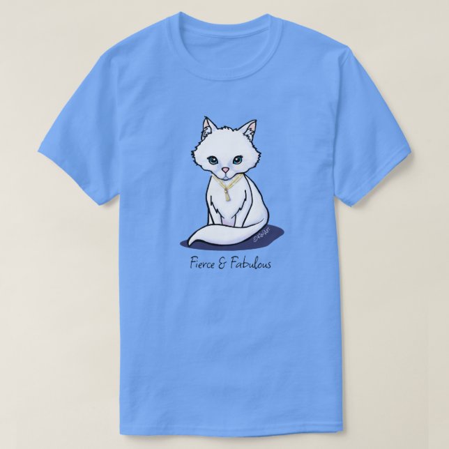 Söt Vit Katt T-Shirt (Design framsida)