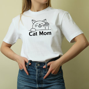 Söt vit kattmamma Enkel rolig för kvinnliga kattäl T Shirt