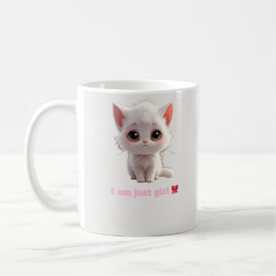 Söt Vit Kattunge Mugg - Jag Är Bara Tjej Kattälska