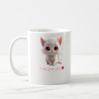 Söt Vit Kattunge Mugg - Jag Är Bara Tjej Kattälska