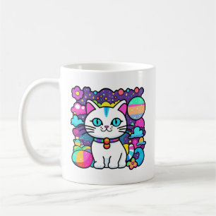 Söt vit kosmos rymd kattunge katt kaffemugg