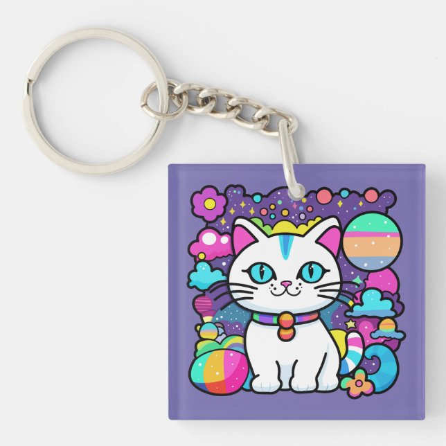 Söt vit kosmos rymd kitty katt (Framsidan)