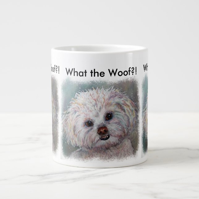 SÖT VIT MALTESER YORKSHIRE TERRIER BLANDING JUMBO MUGG (Framsidan)