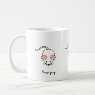 Söt vit mus & kalligrafi kaffemugg
