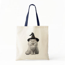 Söt vit perserkatts trick-or-treat-taska