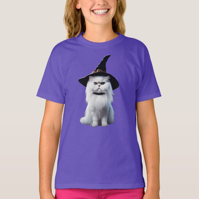 Söt Vit Persisk Häxa Barn T-Shirt (Framsida)