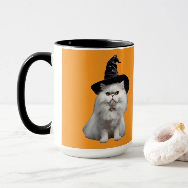 Söt vit persisk häxa Halloween-mugg Mugg (Med munk)