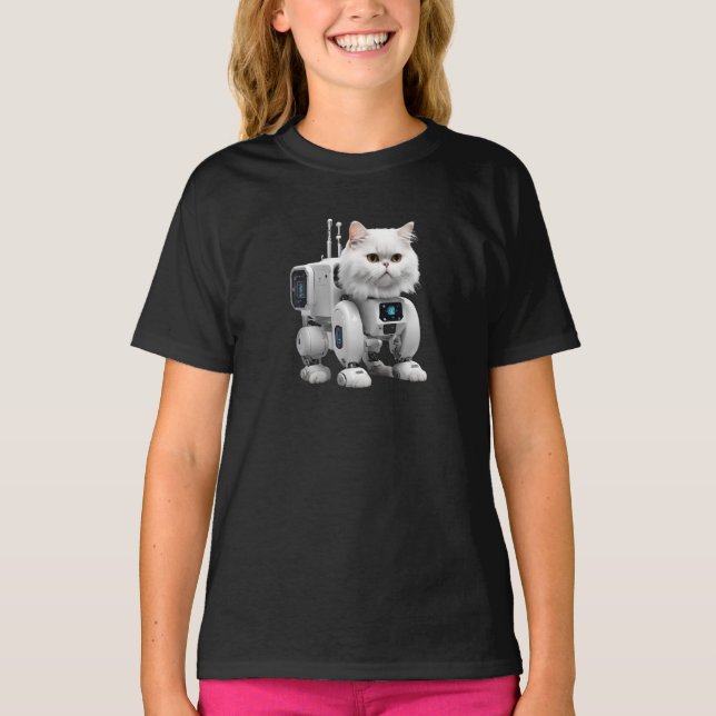 Söt vit persisk robotbarn t-shirt (Framsida)