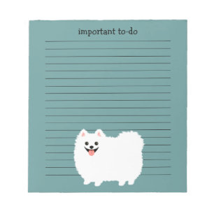 Söt vit Pomeranian med anpassad text Anteckningsblock