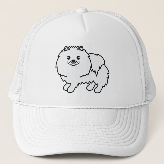Söt vit Pomeranian tecknad hund Keps (Framsida)