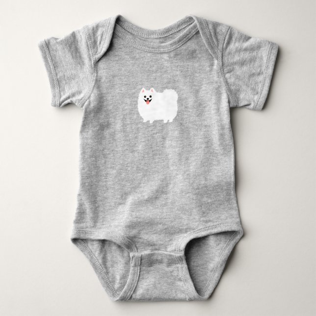 Söt vit pomeranian tecknad hund t shirt (Framsida)