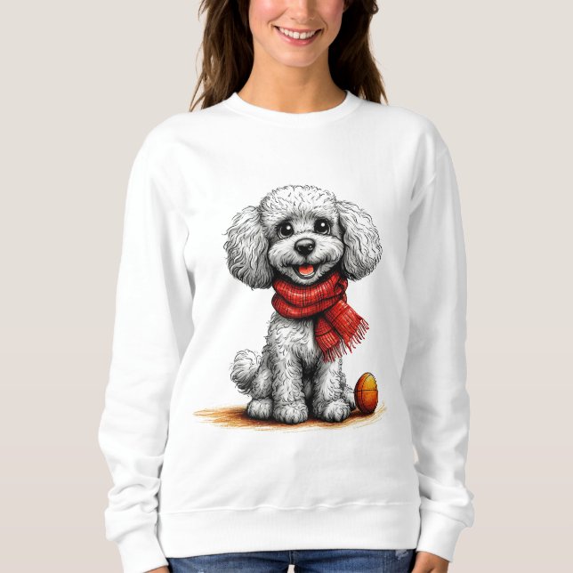Söt vit pudel present till hundälskare t shirt (Framsida)
