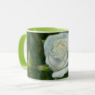 Söt Vit ros Blomsterträdgård Art Mugg Kopp
