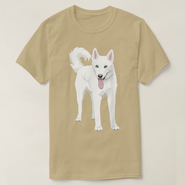 söt vit Siberian husky hund T Shirt (Design framsida)