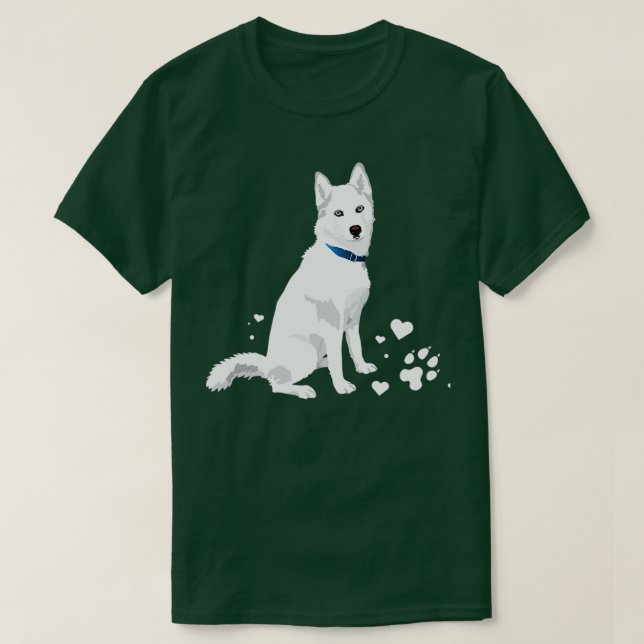 söt vit Siberian husky, vit Snö hund  T Shirt (Design framsida)