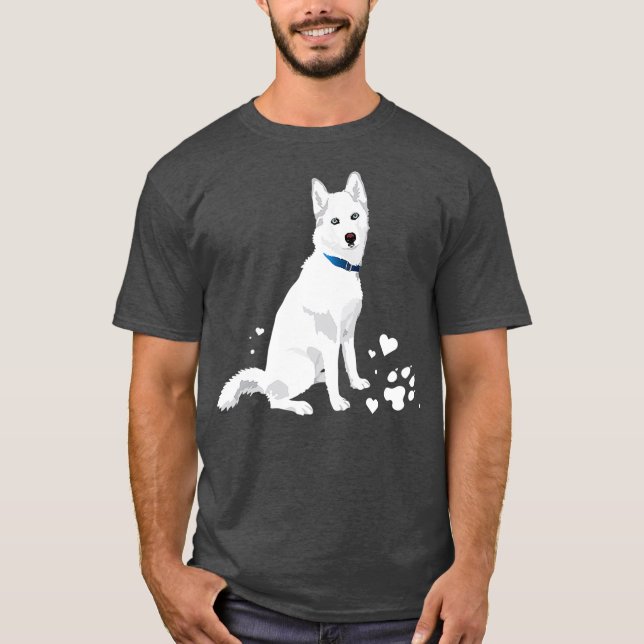 söt vit Siberian husky, vit Snö hund T Shirt (Framsida)