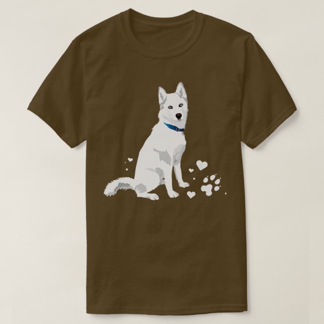 söt vit Siberian husky, vit Snö hund T Shirt (Design framsida)