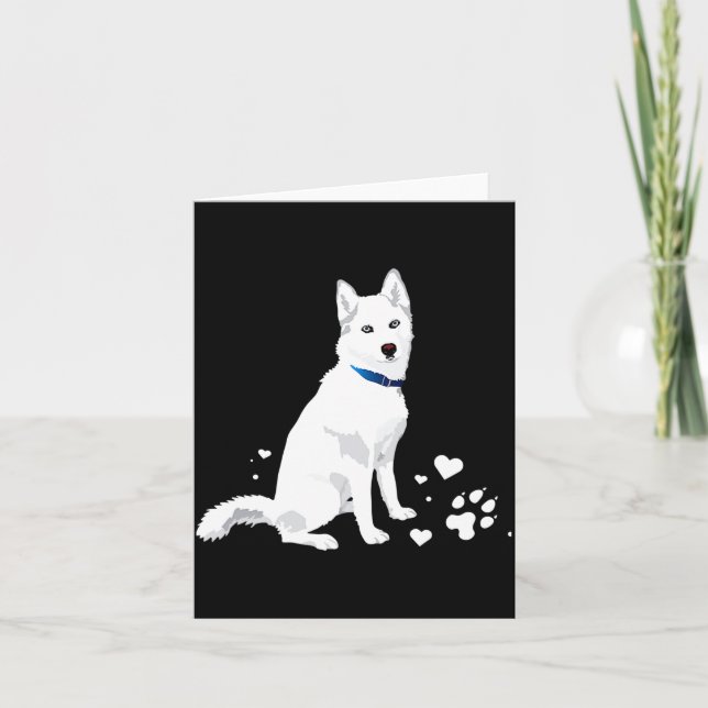 Söt vit sibirisk husky Söt vit snöhund  Kort (Framsida)