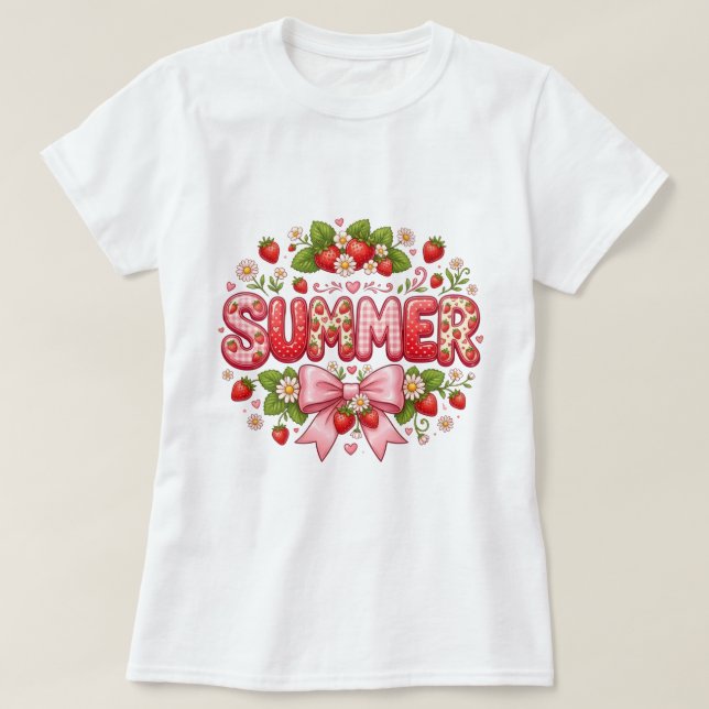 Söt vit sommar grafisk t-shirt (Design framsida)
