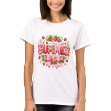 Söt vit sommar grafisk t-shirt