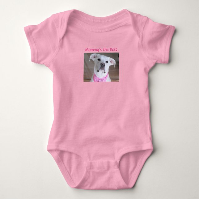 Söt Vit Söt Valp Hund Mamma Rosa T Shirt (Framsida)