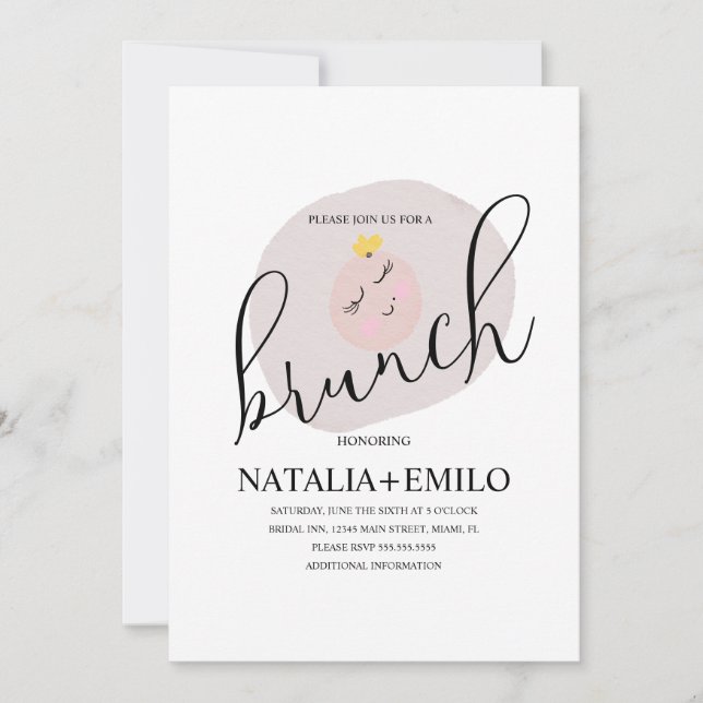 Söt vit stekt äggbrunch inbjudningar (Framsida)