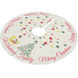 Söt vit teddybjörn & träd God Jul Julgransmatta Borstad Polyester