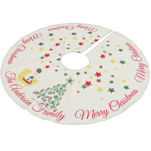 Söt vit teddybjörn & träd God Jul Julgransmatta Borstad Polyester