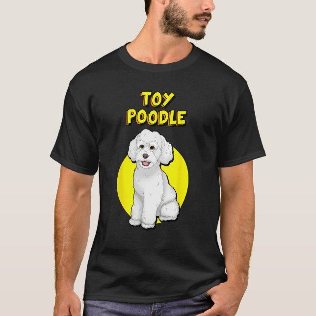 Söt vit toy-poodle t shirt (Framsida)