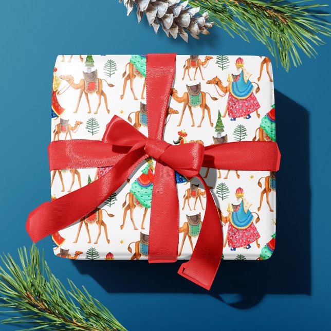 Söt vit tre vise män jul presentpapper (Cute White Three Wise Men Christmas Wrapping Paper)