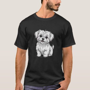 Söt Vit Valp Illustration T-Shirt Bedårande D